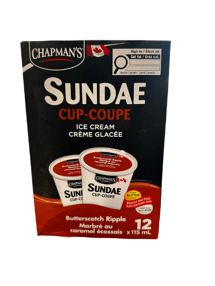 ICE CREAM IND SUNDAE CUP BUTTERSCOTCH RIPPLE